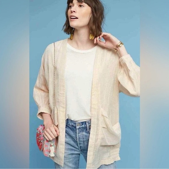 Hei Hei Daybreak Shimmered Kimono Jacket Size XS-S Gold Anthropologie - Picture 1 of 16